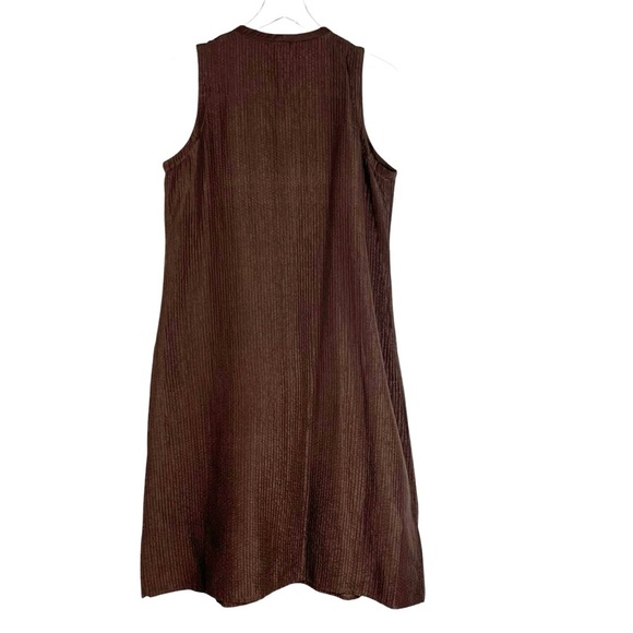 EILEEN FISHER Brown Sleeveless Long Line V-Neck Button Down Silk Blend Cardigan - Picture 4 of 7